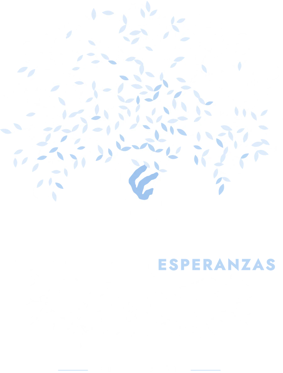 Logo de la Fundación Sembrando Esperanzas: una mano abierta que se vuelve árbol, con raíces bajo el nombre